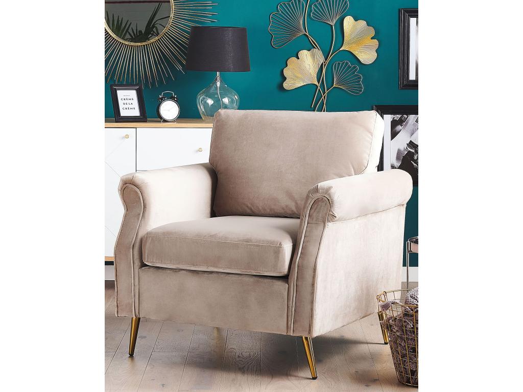 Beige Velvet Accent Chair