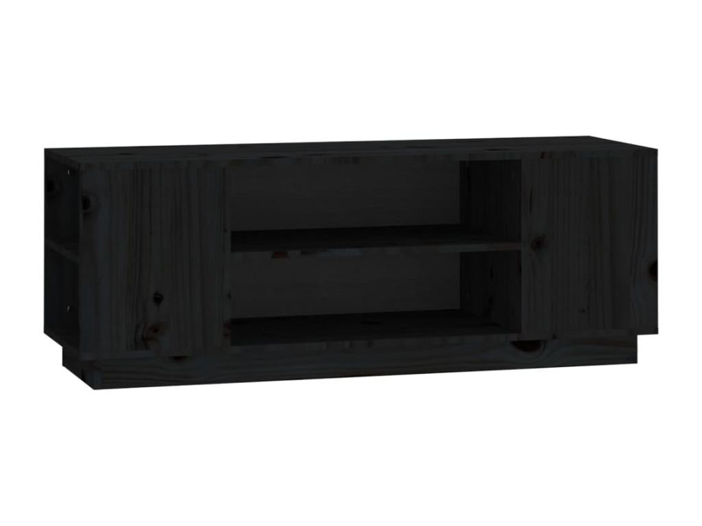 Black Pine Wood TV Stand, 110 x 35 x 40.5 cm