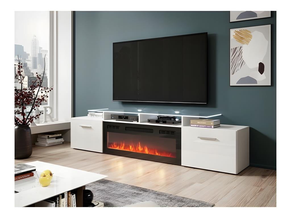White TV Stand, 190 x 49 x 37 cm