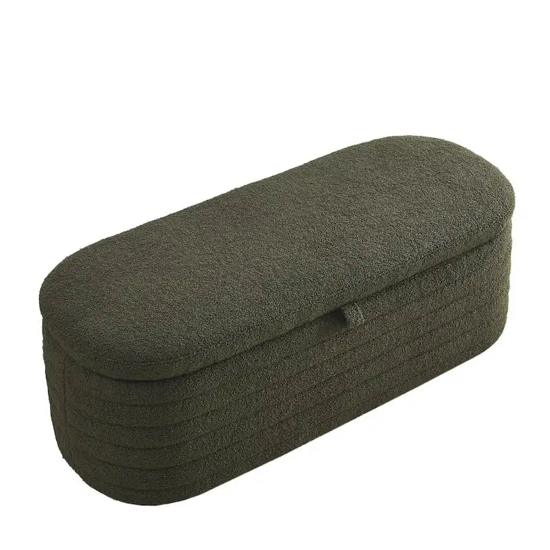 Teddy Fabric Upholstered Storage Bench End of Bed Stool with Safety Hinge