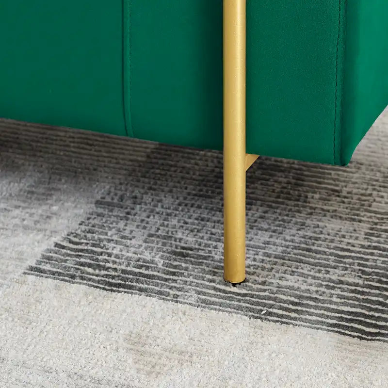 Velvet Storage Ottoman Bench with Cylindrical Arms and Iron Legs