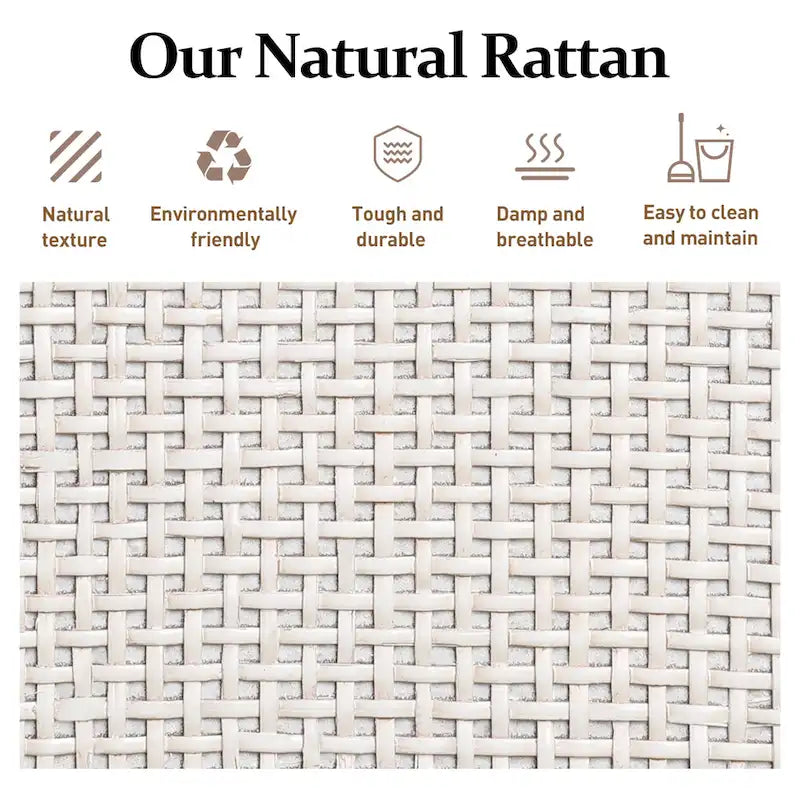 52.8 Rattan Sideboard, Boho Farmhouse Storage Cabinet with Adjustable Shelves, Accent Buffet Cabinet for Kitchen