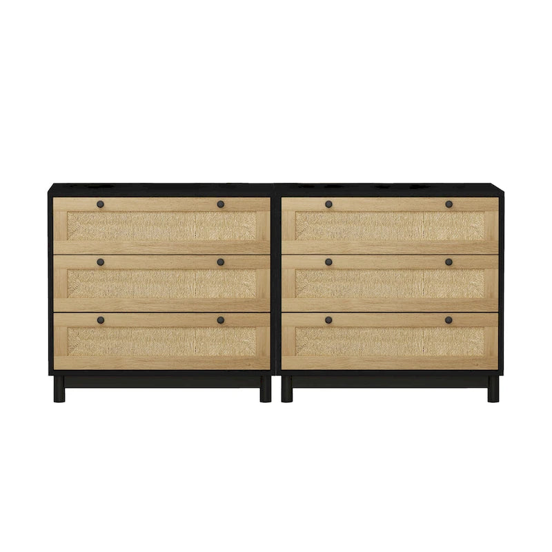 Brooklyn Woven 3-Drawer Storage Cabinet Set(set of 2)