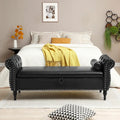 63 PU Upholstered End of Bed Bench with Flip Top Storage and Nailhead Trim