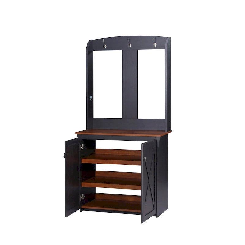 Hide 3 Tier Wood Frame Shoe Storage