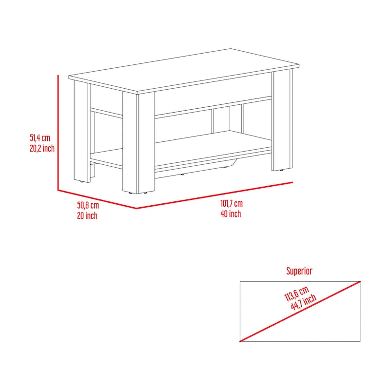 Storage Table, Extendable Table Shelf, Lower Shelf