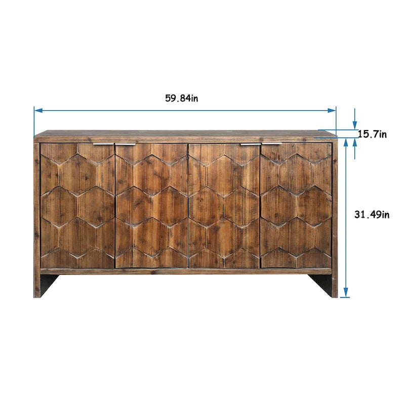 Accent Cabinet 4 Door Wooden Cabinet Sideboard Buffet Server Cabinet Storage Cabinet, for Living Room, Entryway, Hallway