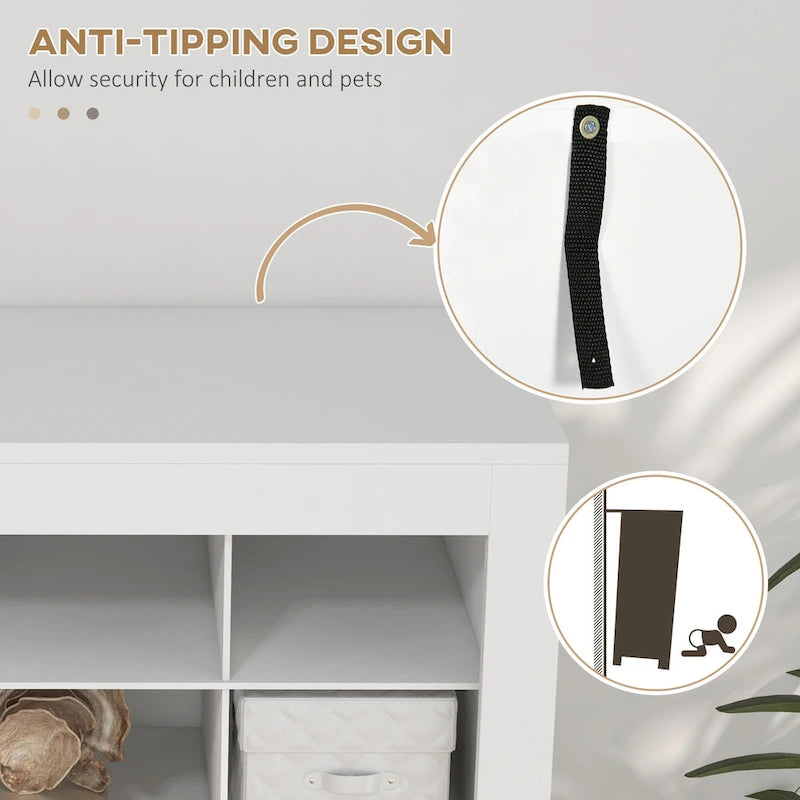 71 Tall Shoe Rack Storage Organizer, Narrow Shoe Cabinet for Entryway with Open Cubes for 36 Pairs, White