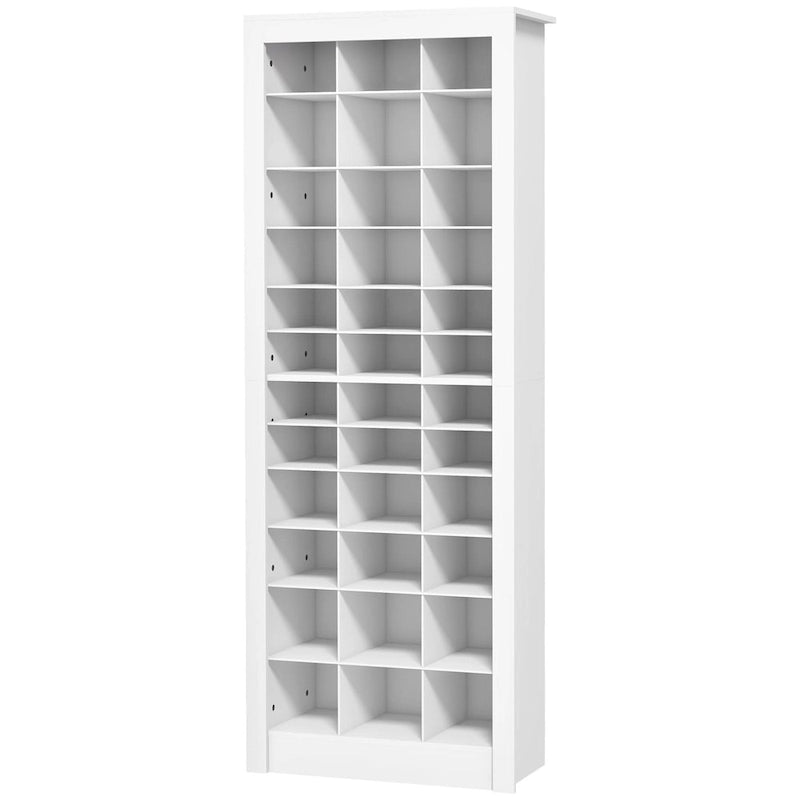 71 Tall Shoe Rack Storage Organizer, Narrow Shoe Cabinet for Entryway with Open Cubes for 36 Pairs, White