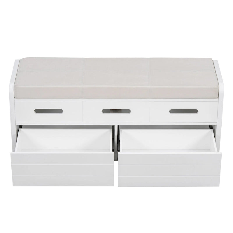 Rustic Storage Bench with 2 Drawers, Hidden Storage Space, and 3 False Drawers at the Top