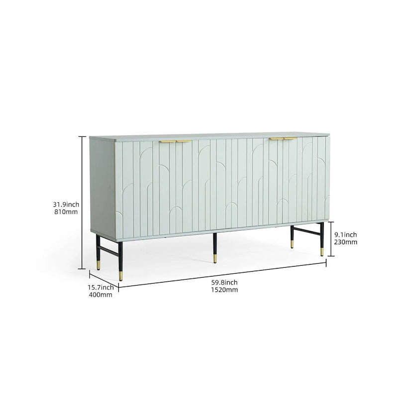 Sideboard Buffet Cabinet, Modern Accent Cabinet with 4 Door, Entryway Cabinet with Storage for Living Room, Dinning Room,Gray