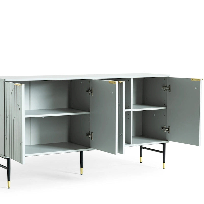 Sideboard Buffet Cabinet, Modern Accent Cabinet with 4 Door, Entryway Cabinet with Storage for Living Room, Dinning Room,Gray