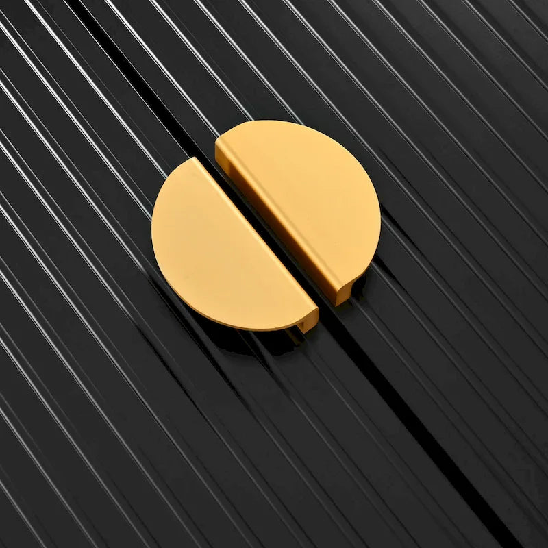 Exquisite Vertical-Striped Four-Door Sideboard with Sturdy Metal Legs and Semi-Circular Handles, for Entryway and Living Room