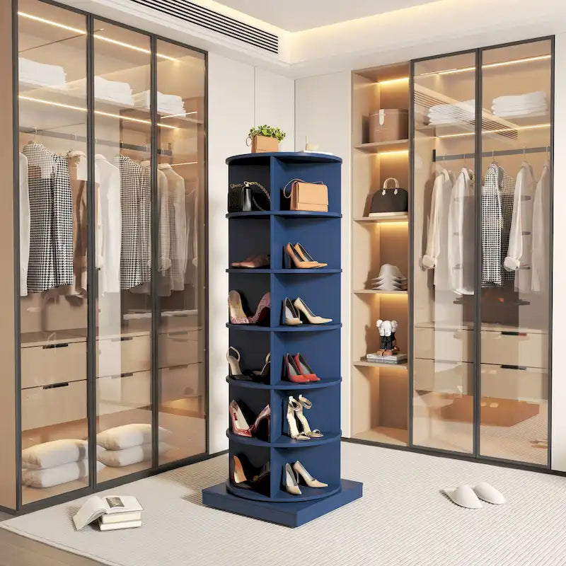 Modern Design 360-degree Rotating Shoe Cabinet 6 Layers, Easy To Assemble
