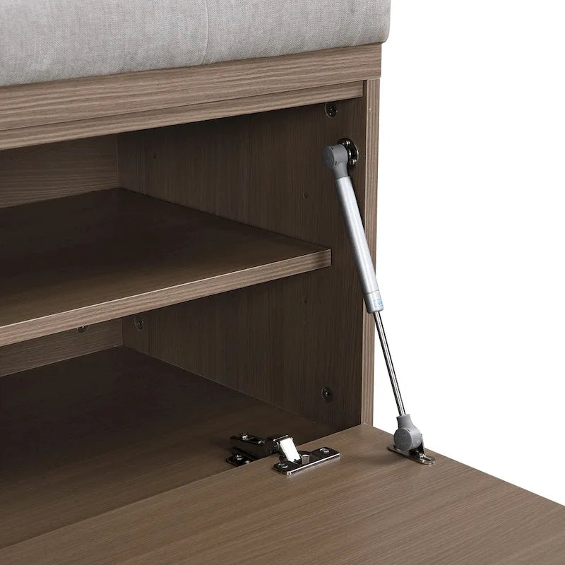 49 Shoe Storage Bench Entryway Shoe Cabinet Storage Ottoman with Padded Seat Cushion and Double Doors for Entryway, Bedroom