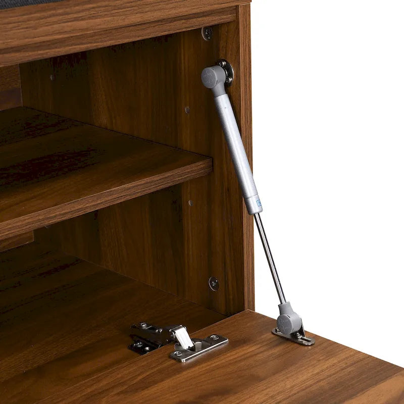 49 Shoe Storage Bench Entryway Shoe Cabinet Storage Ottoman with Padded Seat Cushion and Double Doors for Entryway, Bedroom