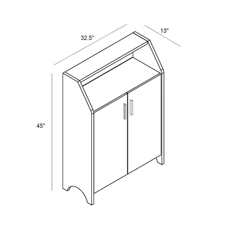 Wooden Two Door Shoe Cabinet with Four Interior Shelves fits 10 Pairs of Shoes for Living Room, Entryway, Bedroom