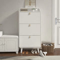 Modern Arc Design Shoe Cabinet With 3 Drawers,Shoe Storage Cabinet for Entryway,Outdoor,White Finish