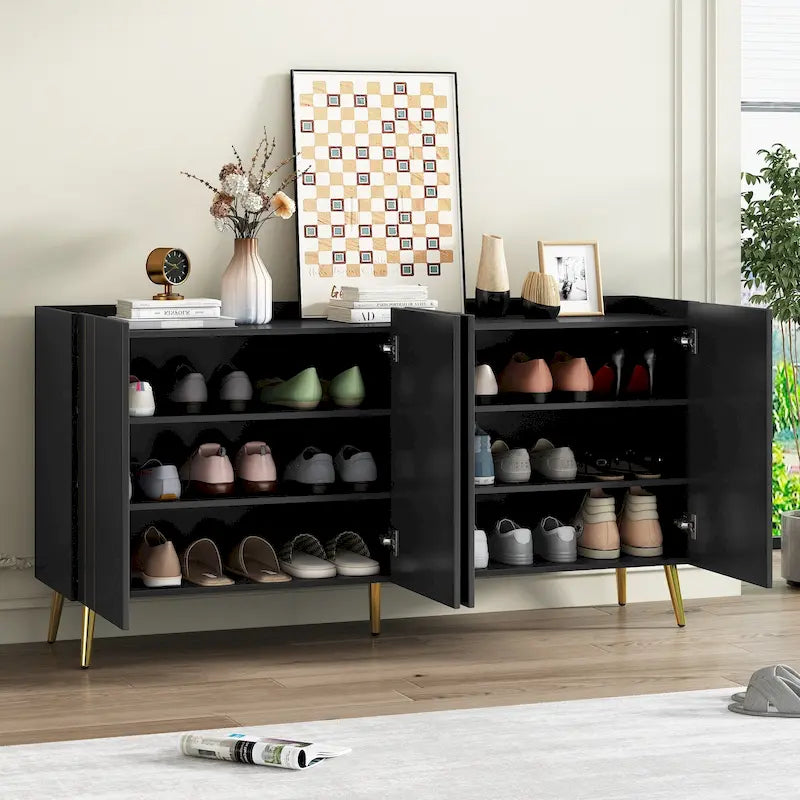 Luxurious Shoe Cabinet with 5 Metal Legs, Modern TV Stand with 4 Adjustable Shelves for TVs Up to 70