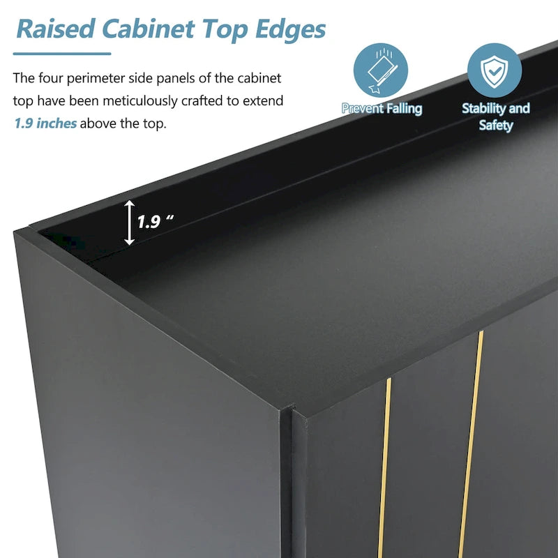 Luxurious Shoe Cabinet with 5 Metal Legs, Modern TV Stand with 4 Adjustable Shelves for TVs Up to 70