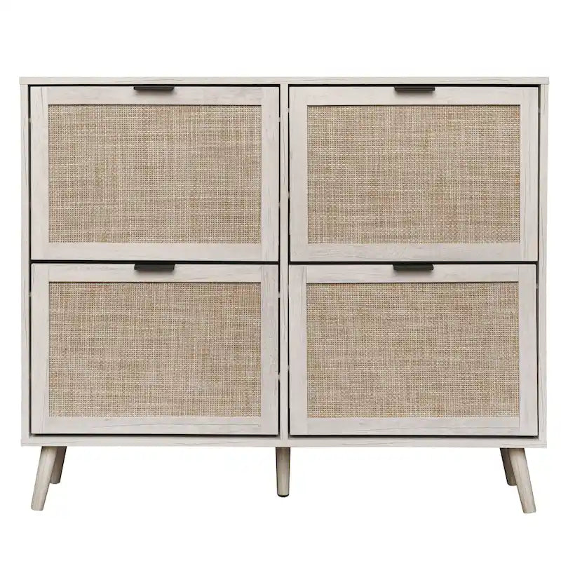 4 Door Shoe Rack, Freestanding Modern Shoe Storage Cabinet, for Entryway