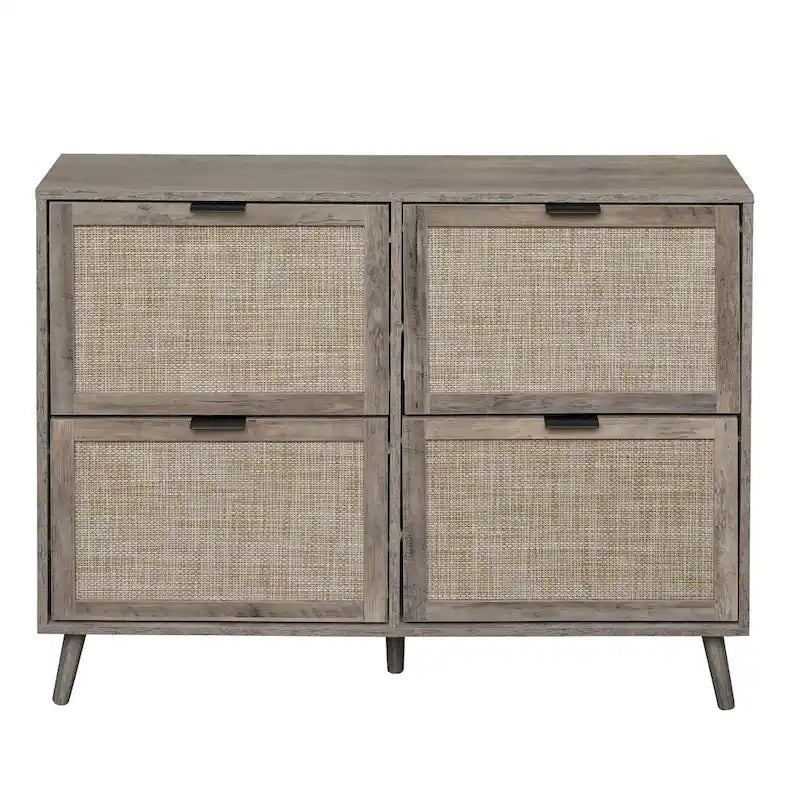 4 Door Shoe Rack, Freestanding Modern Shoe Storage Cabinet, for Entryway