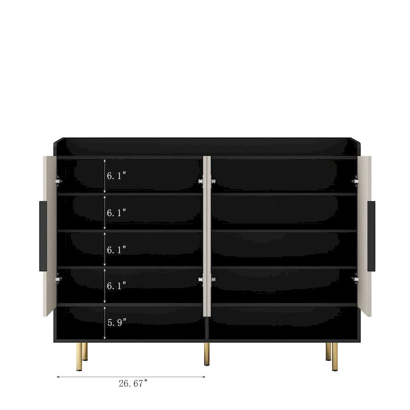 Sideboard,Shoe Cabinet with 4 Doors Large Modern Shoe Storage Organizer Cabinet with Adjustable Shelves