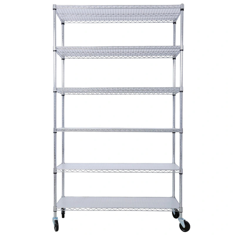 6-Tier Multifunctional Adjustable Shelf with Wheels, 6000LBS Capacity