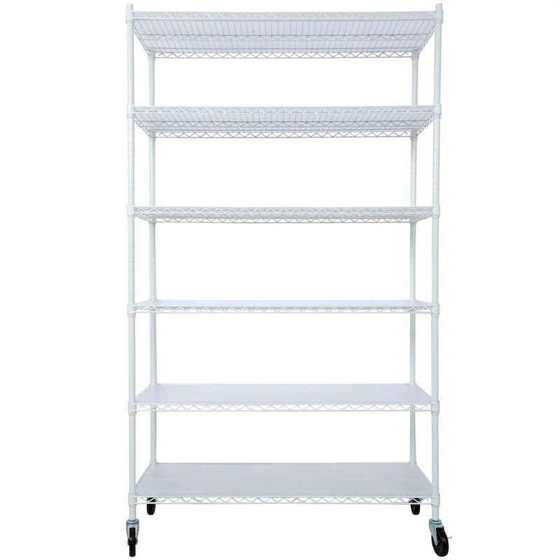 6-Tier Multifunctional Adjustable Shelf with Wheels, 6000LBS Capacity