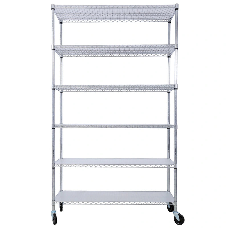 6-Tier Multifunctional Adjustable Shelf with Wheels, 6000LBS Capacity
