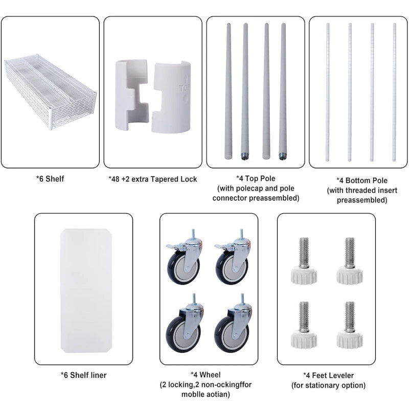 6-Tier Multifunctional Adjustable Shelf with Wheels, 6000LBS Capacity