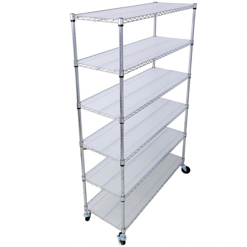 6-Tier Multifunctional Adjustable Shelf with Wheels, 6000LBS Capacity