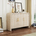 Retro Minimalist Curved Sideboard with Gold Handles and Adjustable Dividers for Living Room or Dining Room