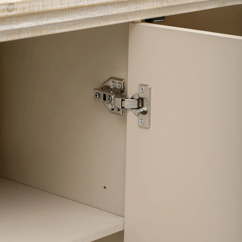 Retro Minimalist Curved Sideboard with Gold Handles and Adjustable Dividers for Living Room or Dining Room