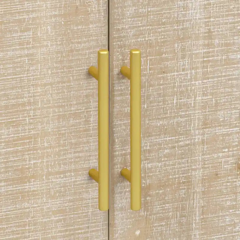 Retro Minimalist Curved Sideboard with Gold Handles and Adjustable Dividers for Living Room or Dining Room