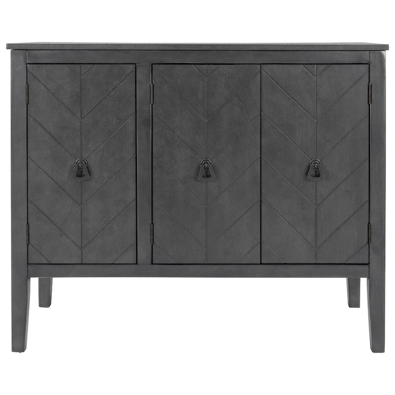 Adjustable Shelf Storage Sideboard with 3 Retro Metal Handles and 4 Pinewood Legs
