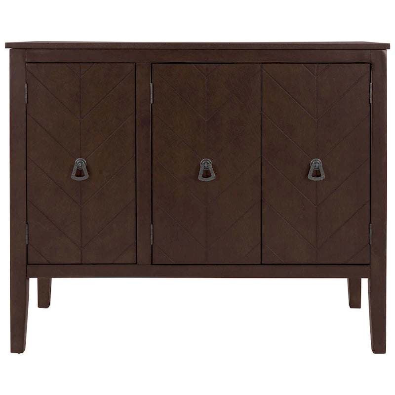 Adjustable Shelf Storage Sideboard with 3 Retro Metal Handles and 4 Pinewood Legs