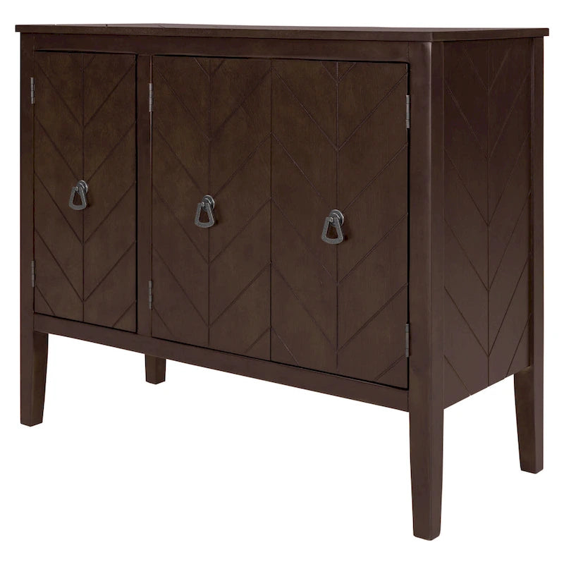 Adjustable Shelf Storage Sideboard with 3 Retro Metal Handles and 4 Pinewood Legs
