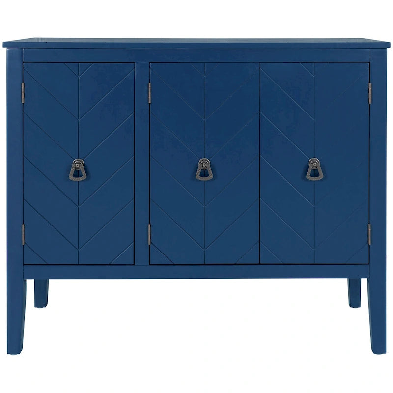 Adjustable Shelf Storage Sideboard with 3 Retro Metal Handles and 4 Pinewood Legs