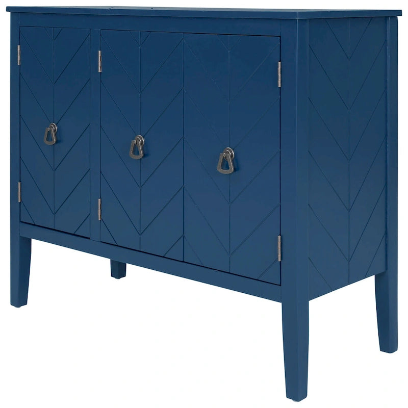 Adjustable Shelf Storage Sideboard with 3 Retro Metal Handles and 4 Pinewood Legs