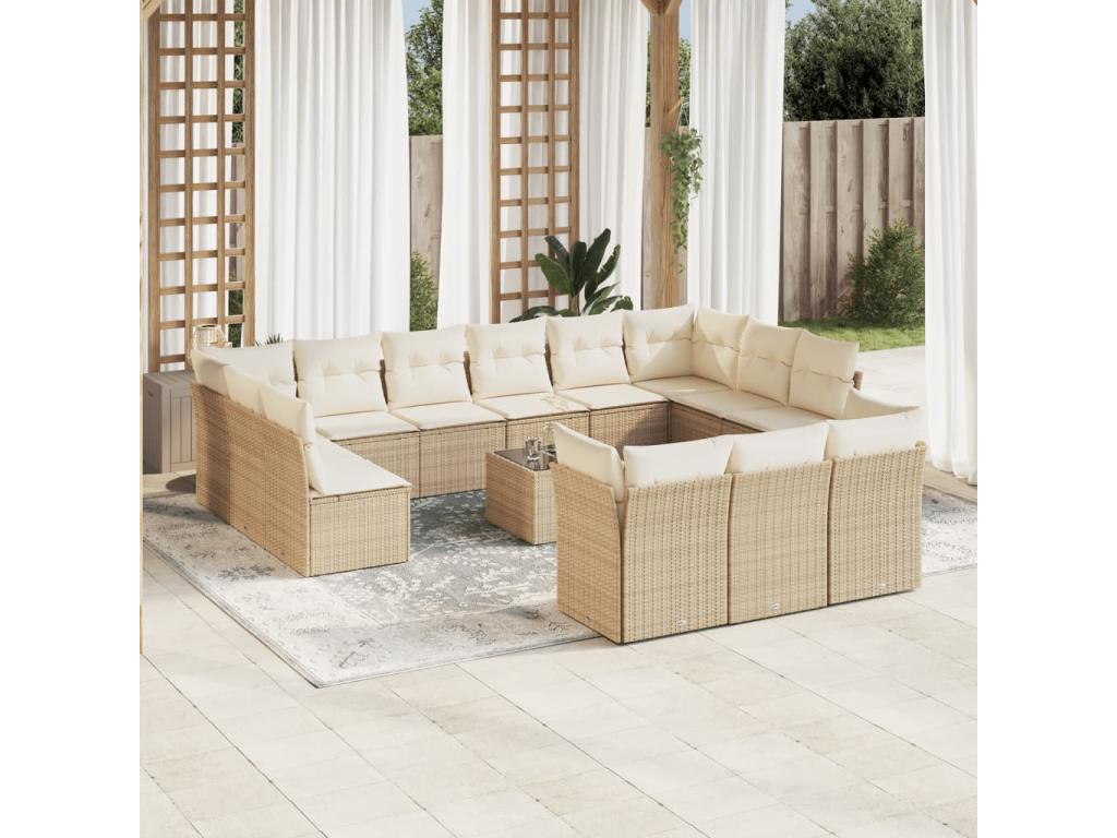 Beige Woven Resin Wicker Outdoor Furniture Set - dlz1766579671269