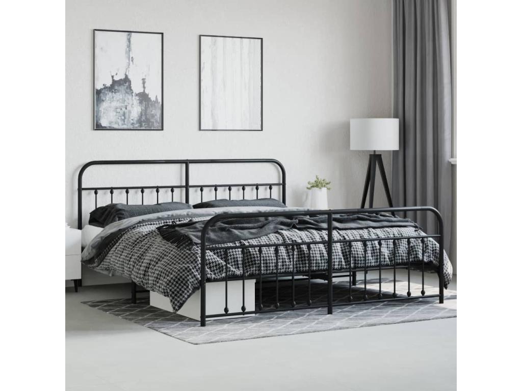 Black Metal Bed Frame, 193 x 203 cm