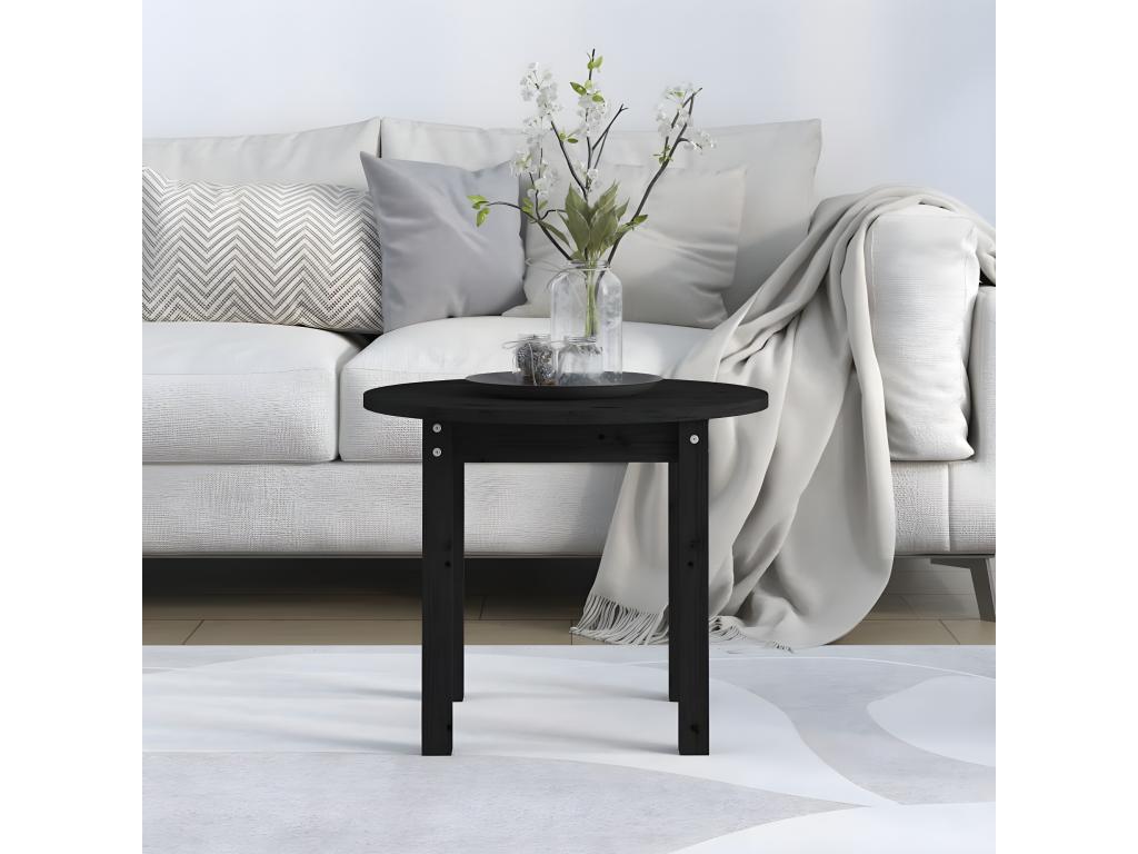 Black Solid Wood Coffee Table, 55 x 45 cm