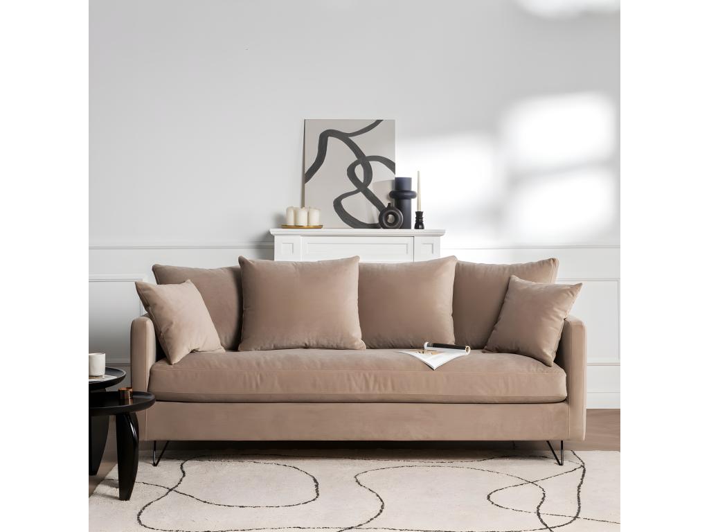 Beige Velvet Sofa