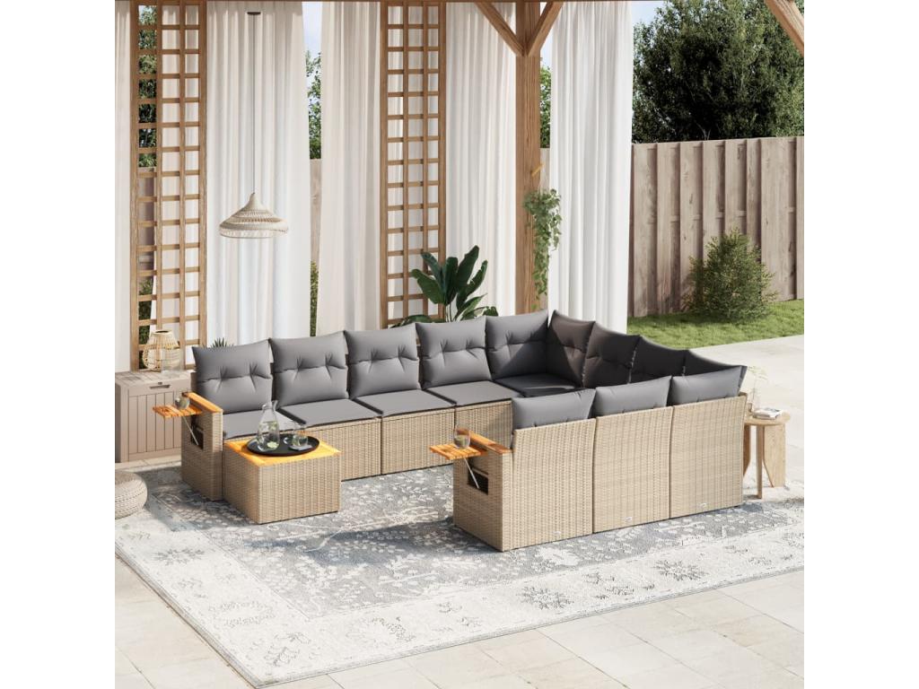 Beige Woven Resin Wicker Outdoor Furniture Set - dlz1766579667939