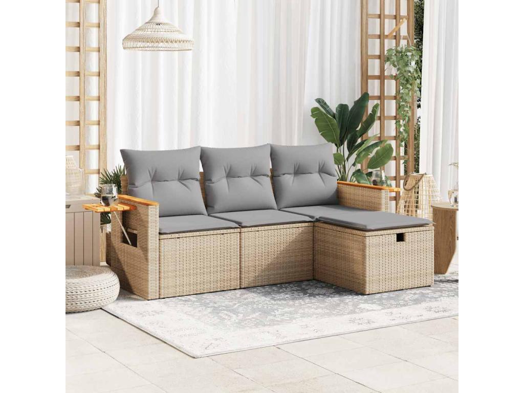 Beige Woven Resin Wicker Outdoor Furniture Set - dlz1766579784114