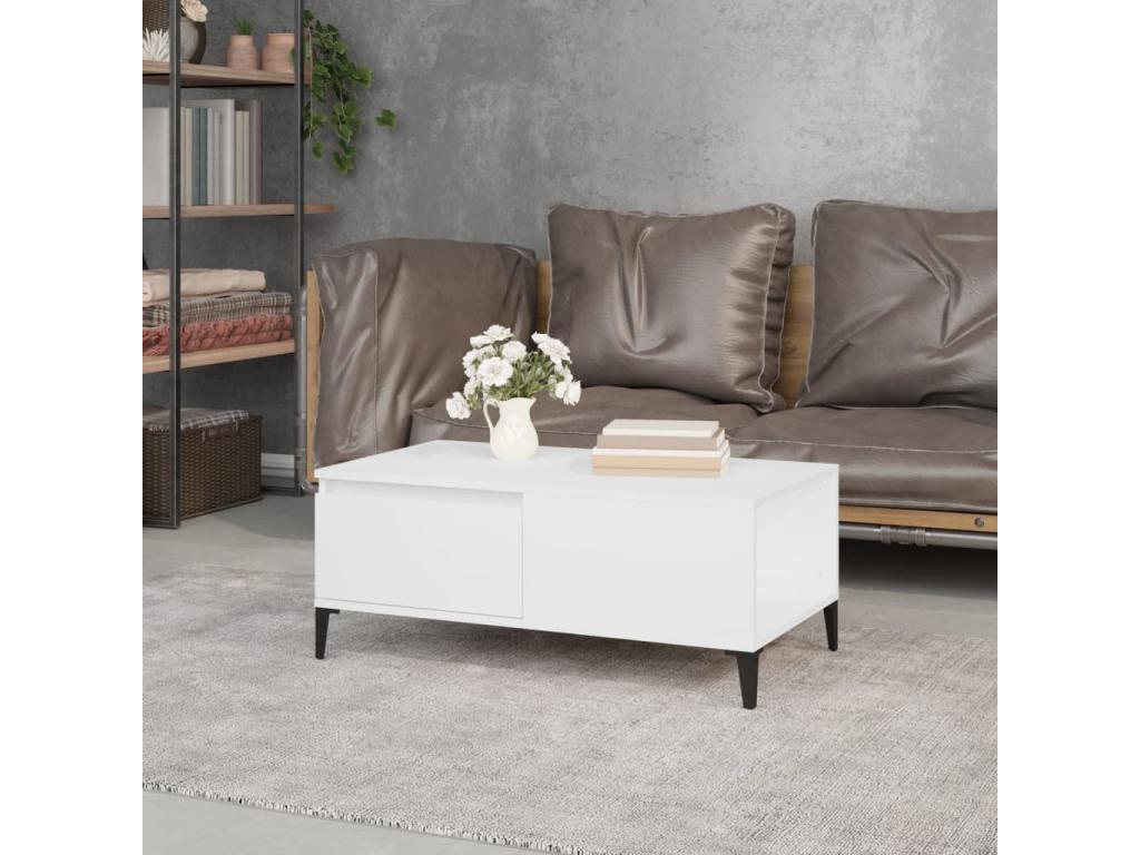 White Engineered Wood Coffee Table, 90 x 50 x 36.5 cm