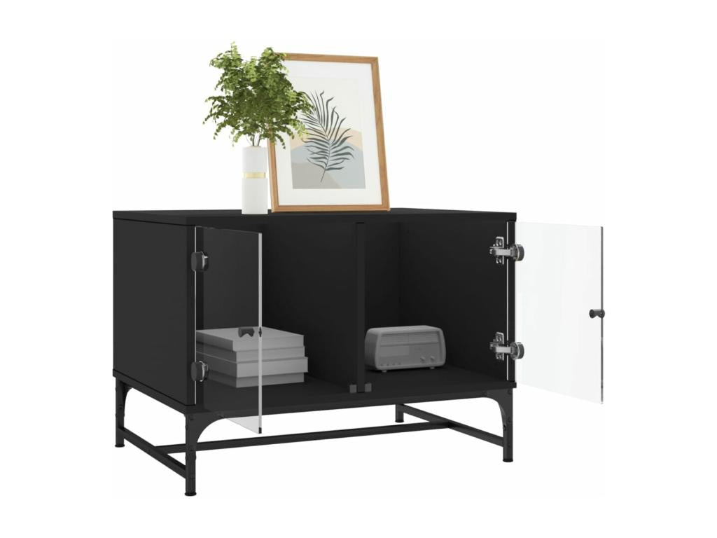 Black Glass Coffee Table, 68.5 x 50 x 50 cm