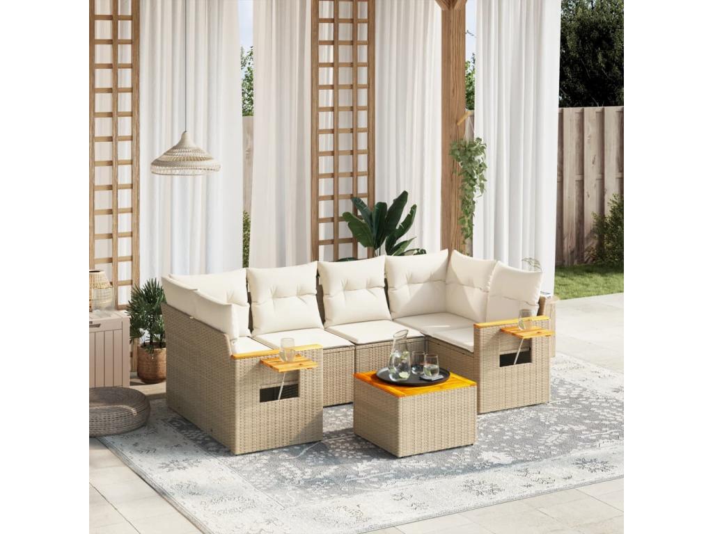 Beige Woven Resin Wicker Outdoor Furniture Set - dlz1766579758237