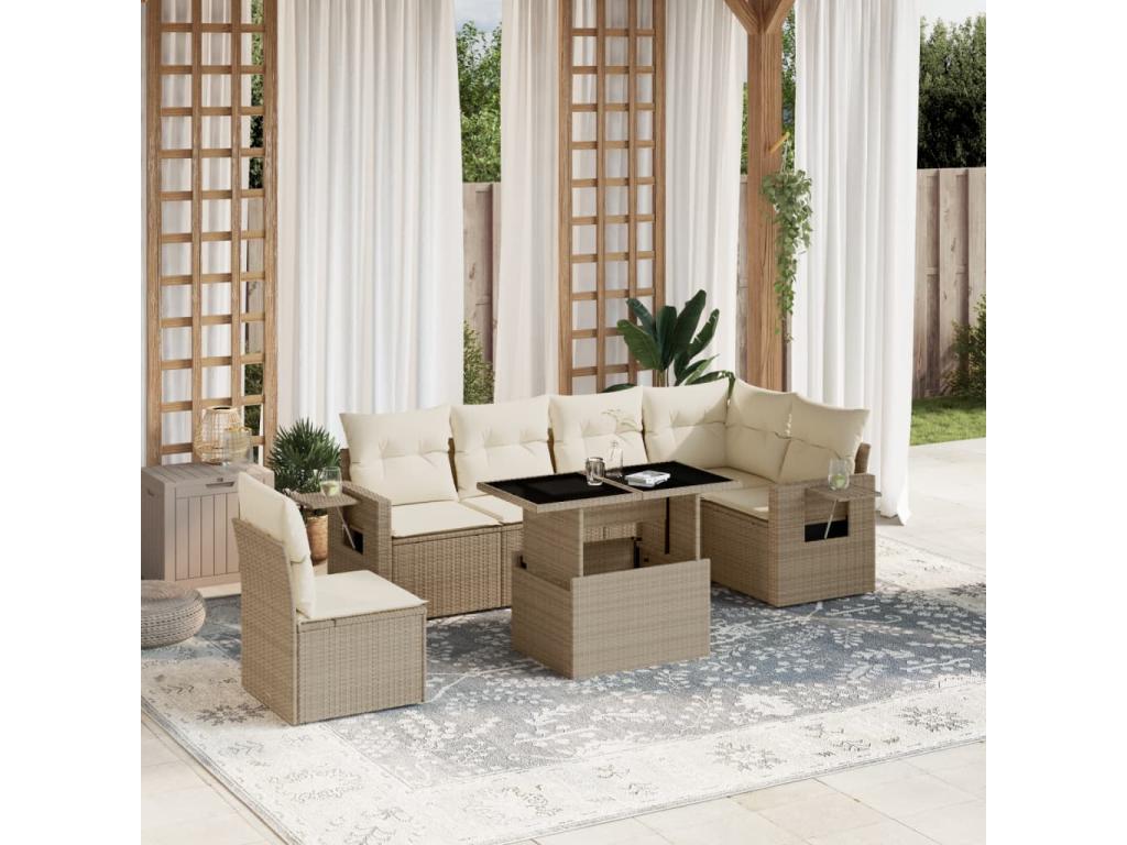Beige Woven Resin Wicker Outdoor Furniture Set - dlz1766579665201